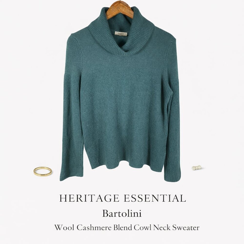 Bartolini Made in Italy Wool Cashmere Blend Cowl Neck Sweater M